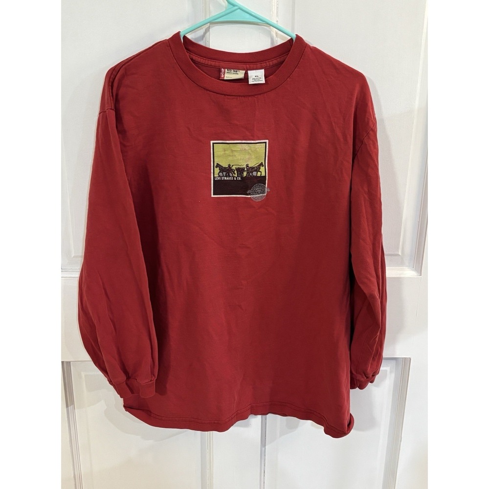 Red Tab Levi's Long Sleeve Men's XL Shirt Red Two House Logo